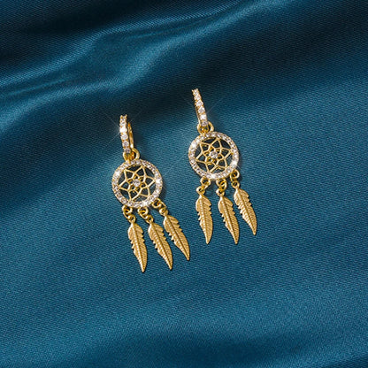Gold Dream Catcher Earrings