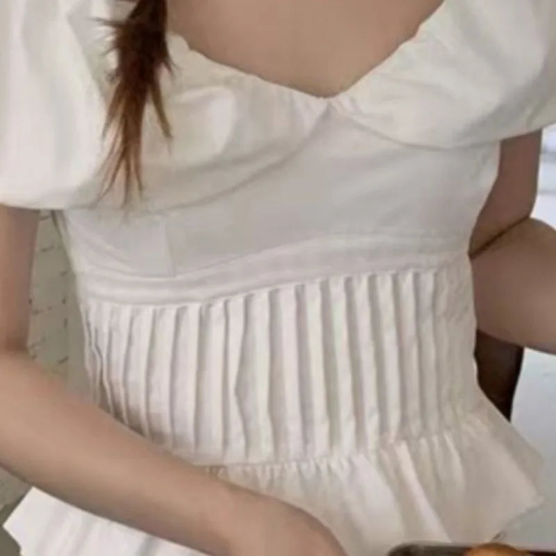 V Neck Blouses Spring Summer Puff Sleeve Sweet Shirts Korean Blusas Mujer