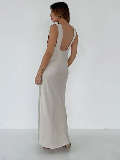 Lace Camisole Open Back Dress for Satin Lace Up Bodycon Long Dress Female Party Club Evening Dress