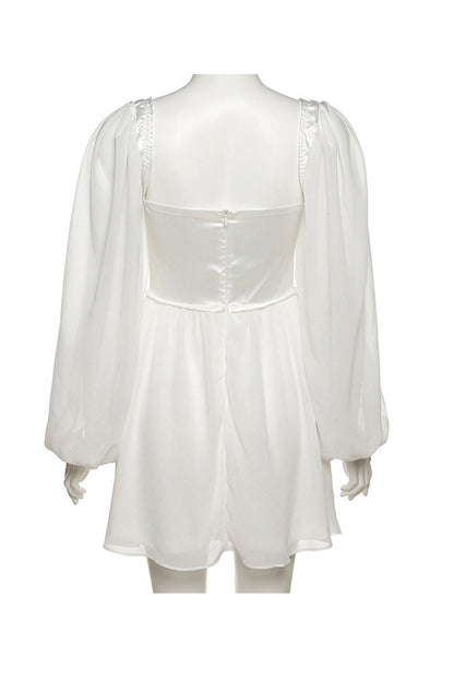 Satin Patchwork Corset Chiffon Mini Dress