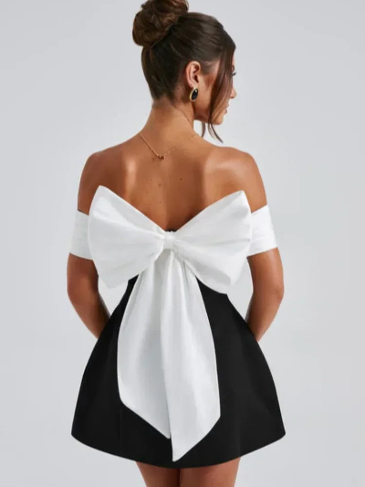 Bella - Back Big Bow Mini Dress