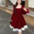 Autumn Shiny Velvet Midi Dresses for Long Sleeve Square Collar Oversize Ruffles Patchwork Christmas Party Dress Vestidos