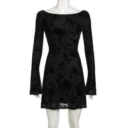 Backless Printed Backless Mini Dress Female Seethrough Laceup Patchwork Bandage Dress Summer Dress