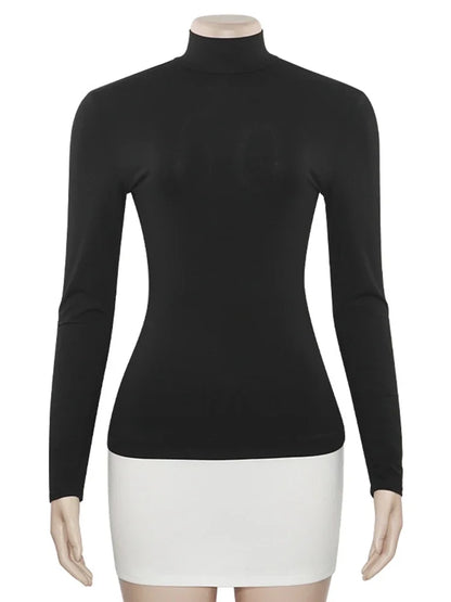 Turtleneck Splice Long Sleeve Mini Dress ’s Contrast Color Bodycon Dresses Autumn New Club Party Dress