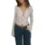Aesthetic Lace Top Y2k Sheer See Through V Neck Flared Long Sleeve Blouse Shirt