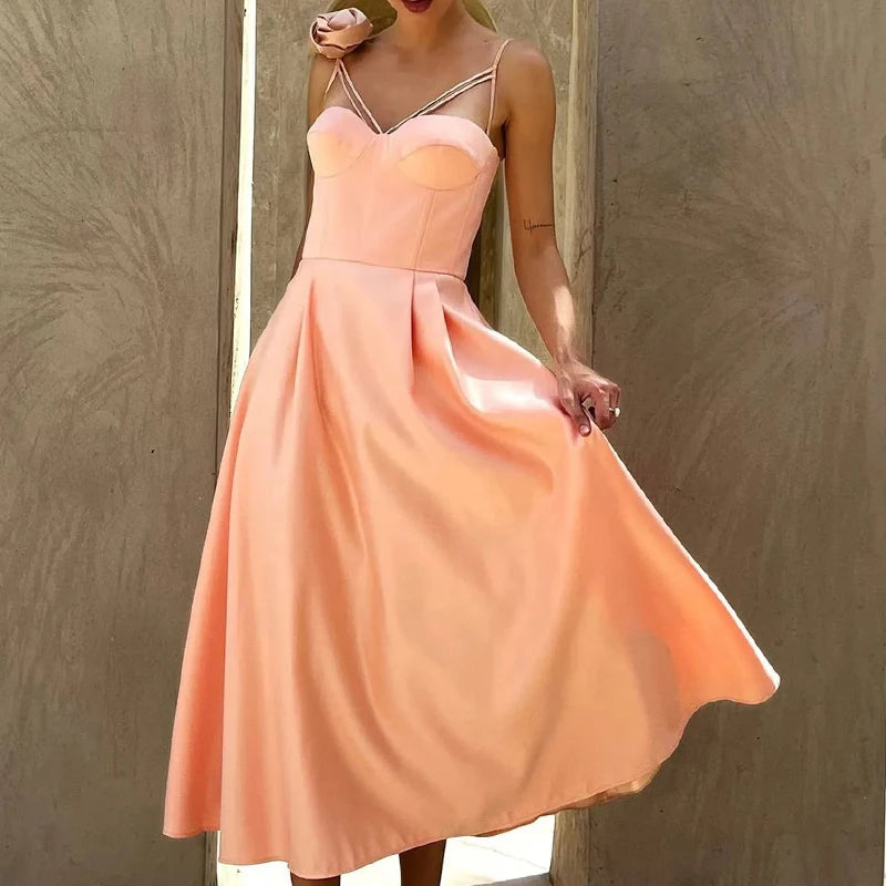 French Flower Design Sling Long Dress Spring Deep Vneck Hollow Party Dress Summer Off Shoulder Lady Maxi Dress