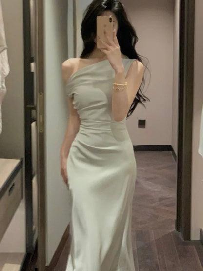Bodycon Satin Long Dresses for Off Shoulder French Mermaid Wedding Evening Party Dress Prom Robe Vestidos