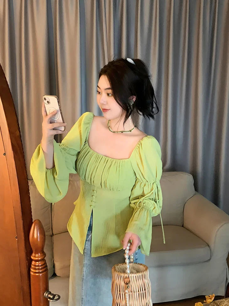 Woman Spring Highend Retro Exquisite Hong Kong Style Slim Fit White Top Design Niche Feel Blouse Top