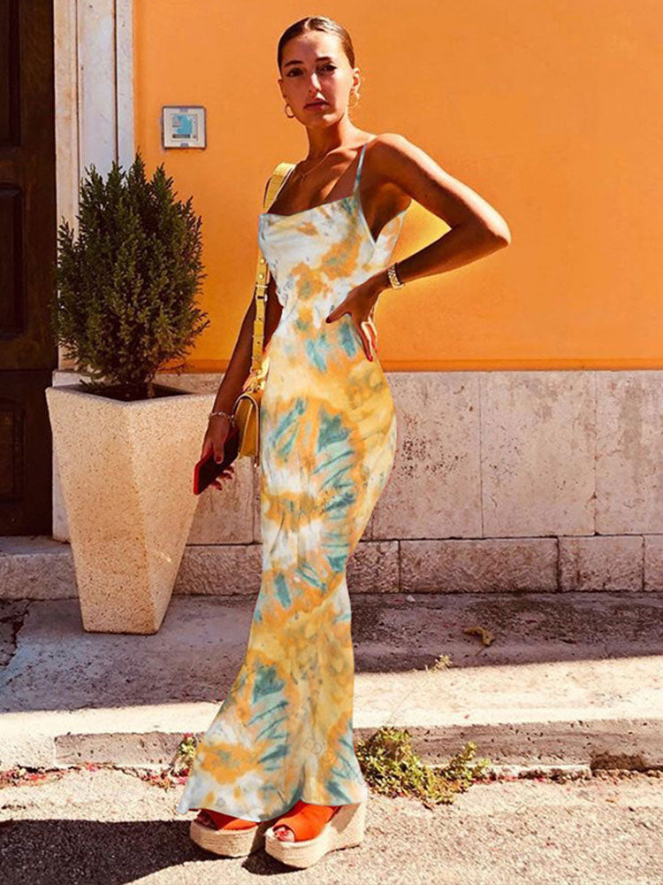 Green Printed Maxi Dress