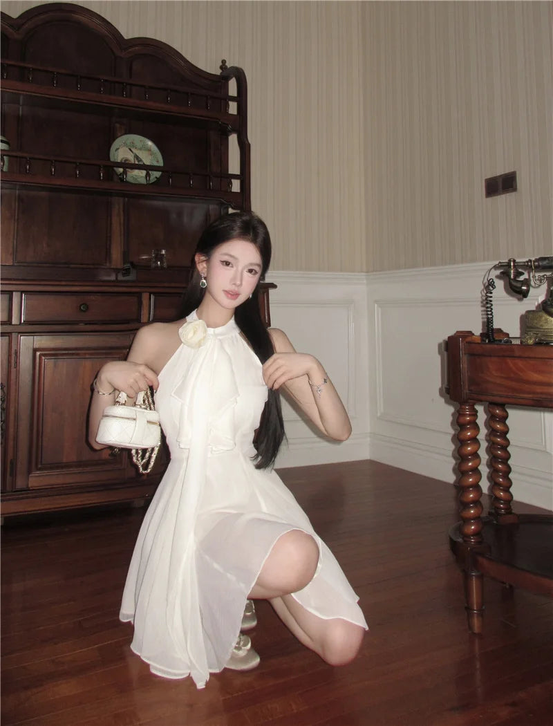 Sleeveless Y2k Mini Dress Korean Lady One Piece Clothing Evening Party Summer New
