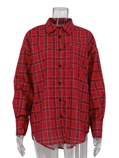 Loose Lapel Shirts Coat for Patchwork Cardigan Autumn High Street Baggy Female Blouse