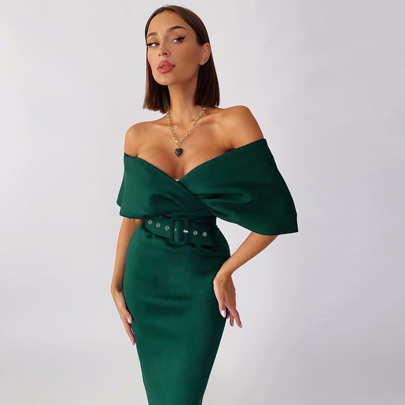 Off-shoulder Party Evening Formal Midi Dress