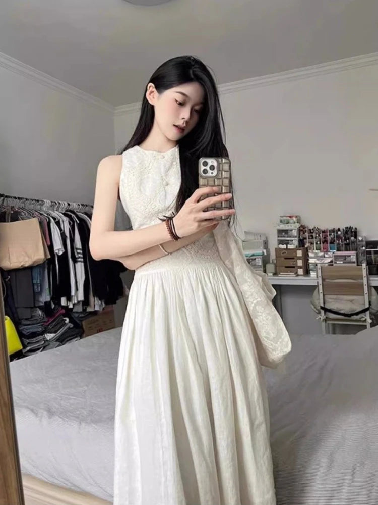 Sleeveless 2000s Y2k Midi Dress One Piece Dress Korean Outfits Even Party Beach Style