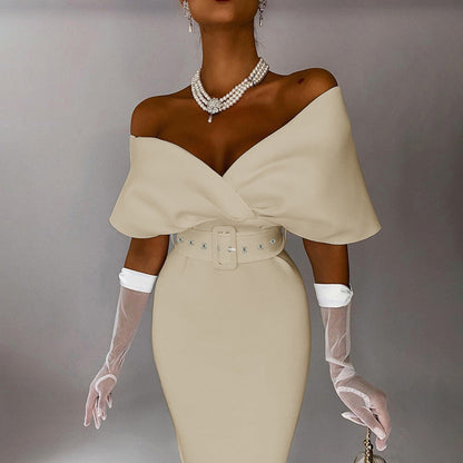 Off-shoulder Party Evening Formal Midi Dress
