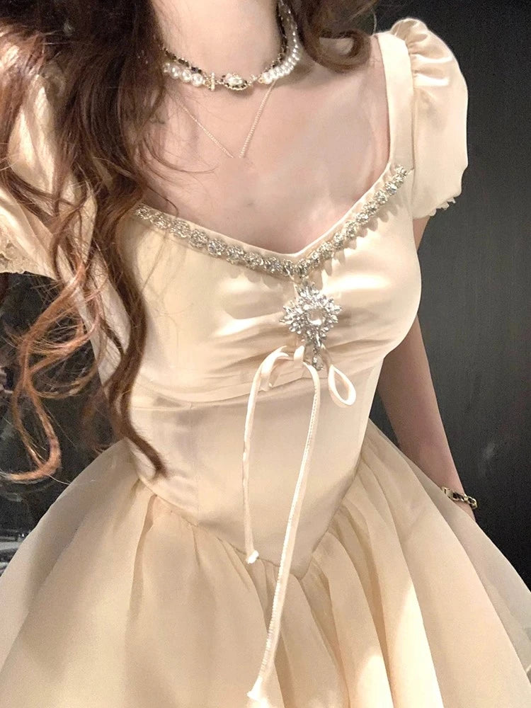 Princess Birthday Party Mini Dresses for Diamons Ball Gown A-line Korean One Piece Vestido Mujer
