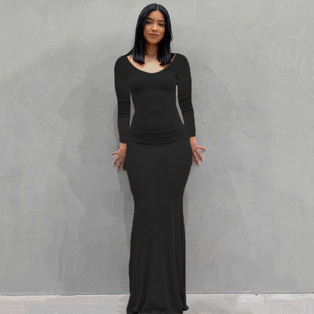 Dresses for Spaghetti Strap Black Long Dress Evening Y2k Sleeveless Skinny Bodycon Maxi Vestidos