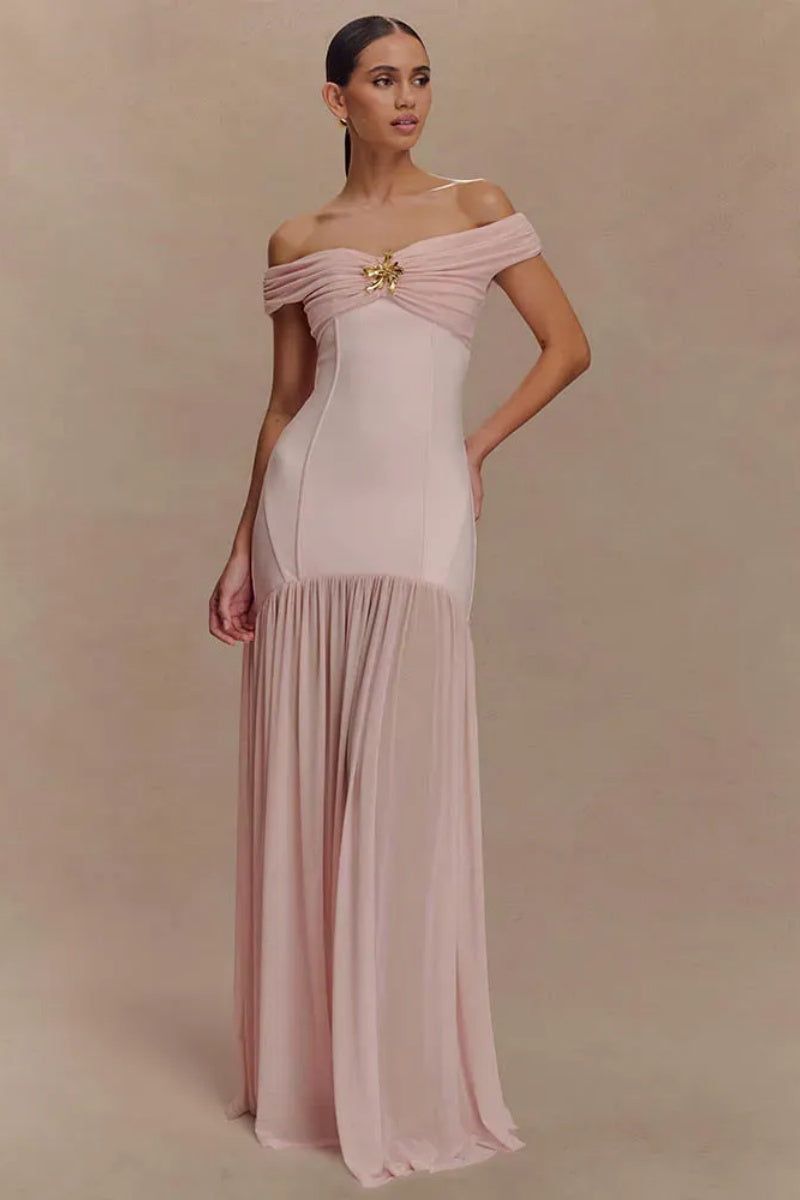 Off-shoulder Backless Maxi Dress