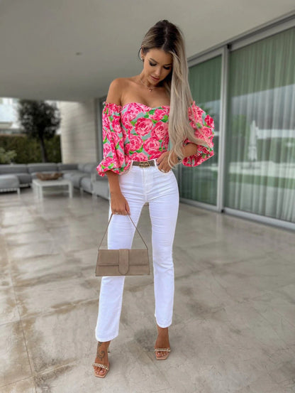 Top Summer Off Shoulder Blouses Holiday Slash Neck Tops