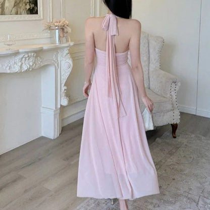 Dresses Spring Summer Halter Beach Style Backless Long Dresses Korean Vestidos Mujer