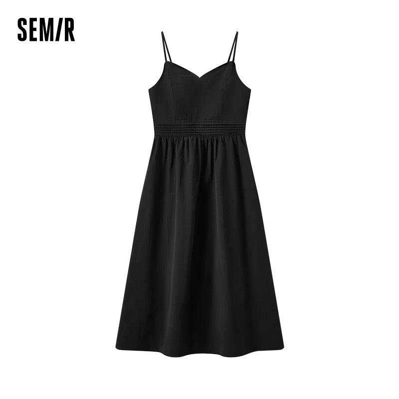 Dress Color Midi Dress Fashionable and Gentle New Summer V-neck Camisole Dress