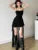 Y2k Irregular Ruffles Spaghetti Strap Summer New Midi Dresses for Birthday Party Dress Club Prom Robe Vestidos Mujer