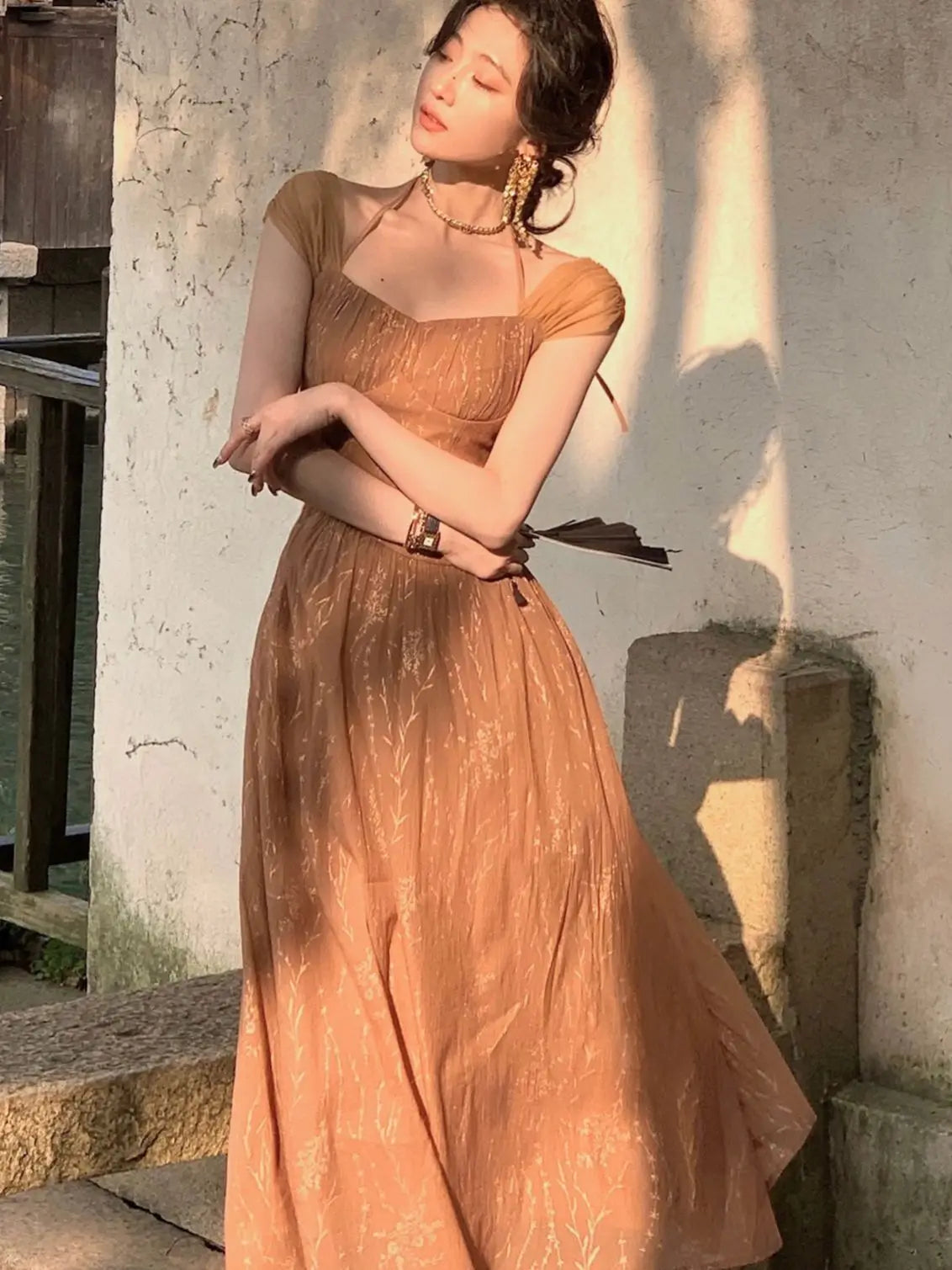 Midi Dress for Summer New Prom Evening Party Vestidos Female Clothing Office Dresses