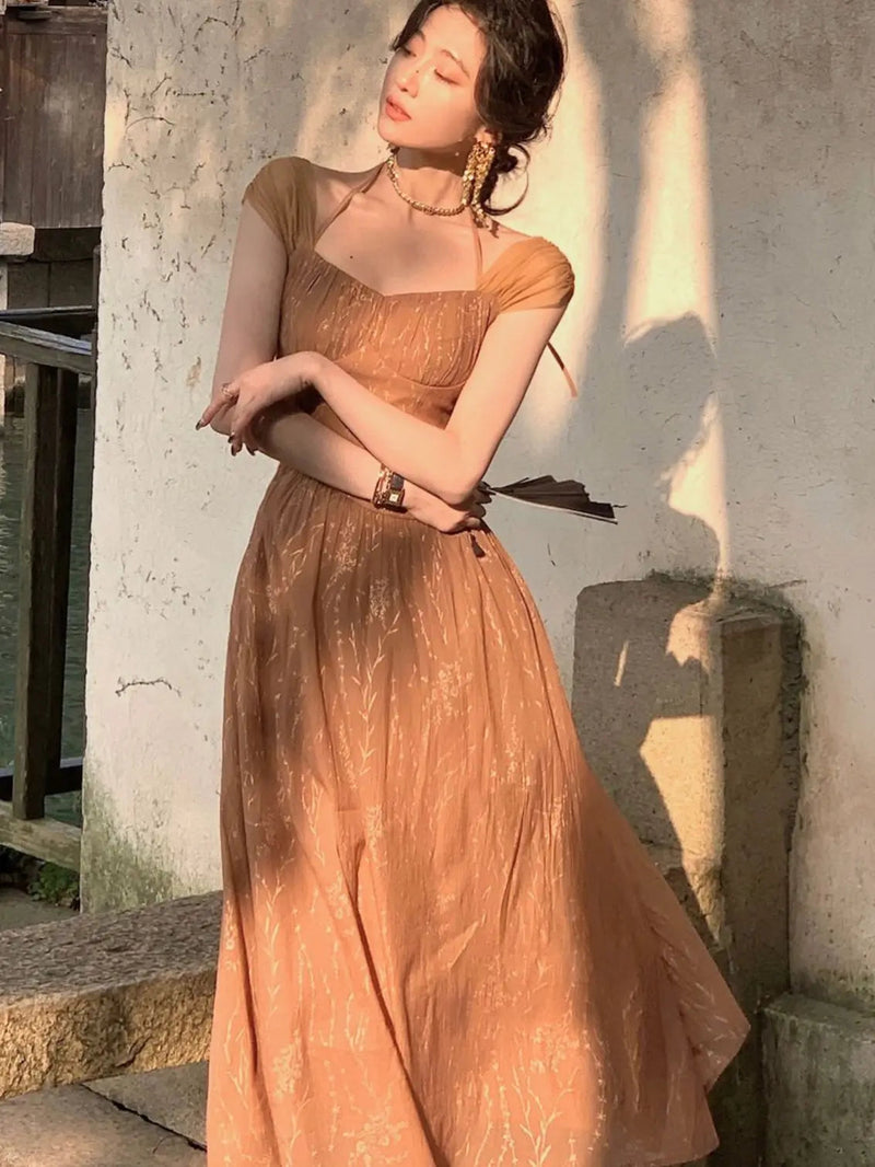 Midi Dress for Summer New Prom Evening Party Vestidos Female Clothing Office Dresses