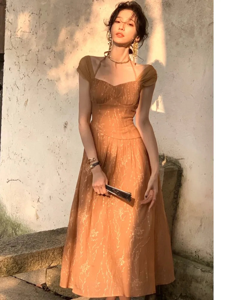 Midi Dress for Summer New Prom Evening Party Vestidos Female Clothing Office Dresses