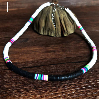 Soft Pottery Clay Beads Necklace Choker Necklace for Style Colorful Beaded Handmade Jewelry Gift