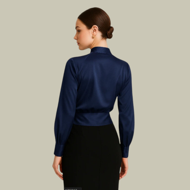 Ruby | ’s Wrap Front Long Sleeve Satin Blouses