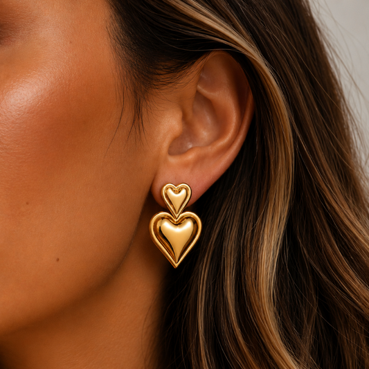 "ariana" Double Heart Stainless Steel Earrings