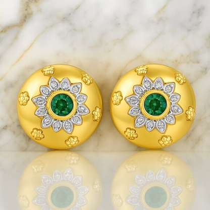 “lilah” Gold Emerald Earrings