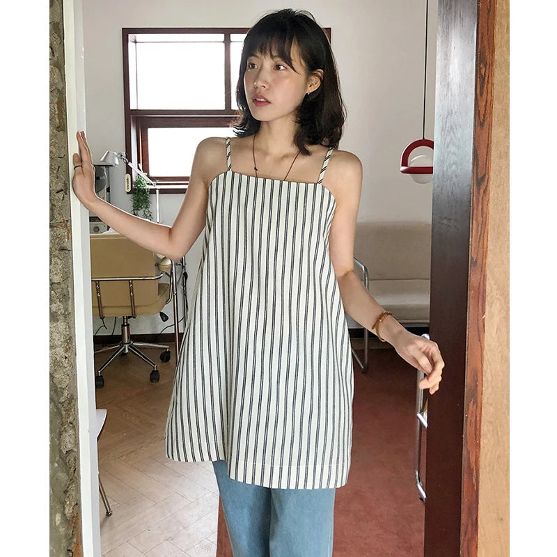 Y2k Dresses Slash Neck Spring Summer Korean Vestidos Mujer Sleeveless Aline Mini Dress