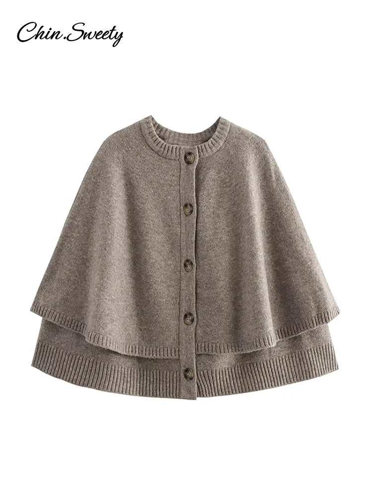 Autumn Shawl Style Short Sweater Cardigan Loose Single-breasted Simple Knitwear Top Lady Causal Pullover