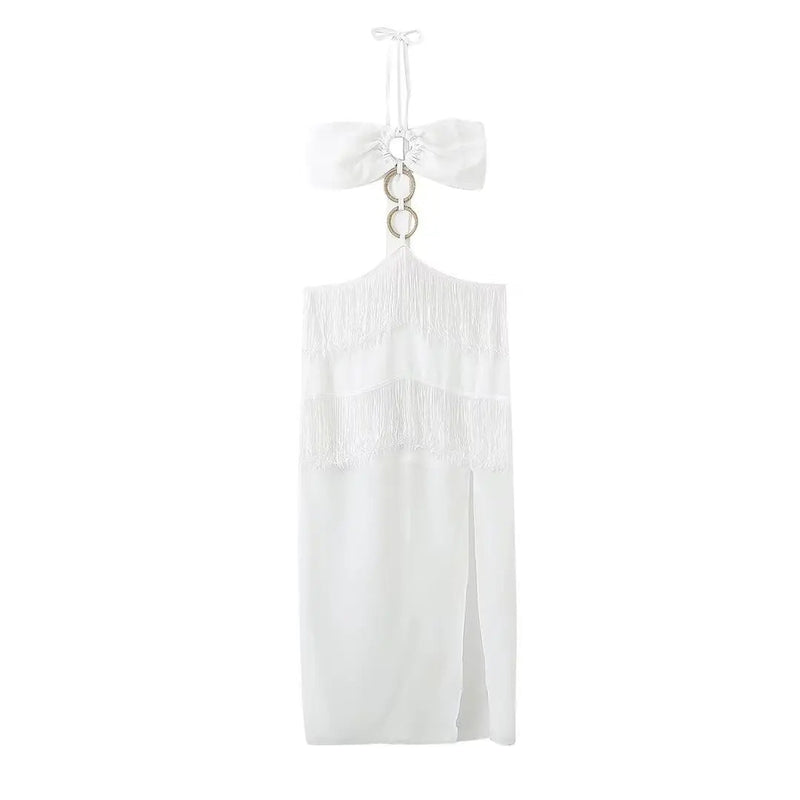 Splicing Sleeveless Halter Long Dress for Cut Out Quilted Sling Vestidos Female Vacation Backless Beach Split Robes