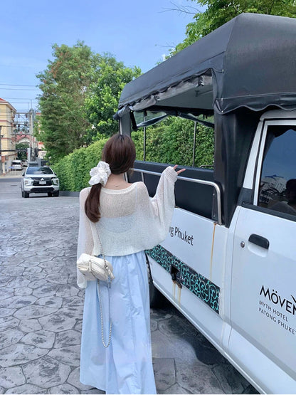 Japanese Midi Dress Sweet Strap Blue Bow Strapless Dress Beach Style One Piece Dress Korean Summer