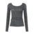 Causal Backless O-neck Blouses Long Sleeve Simple Slim All-match S Clothes