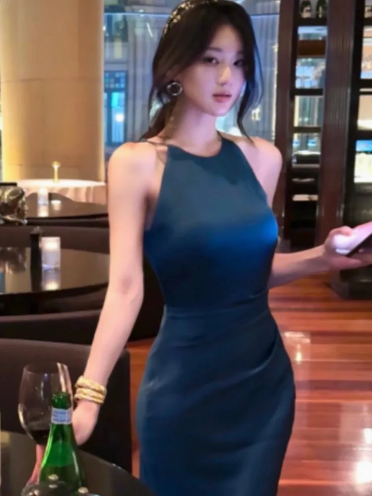 Long Dresses Ruffles Blue Evening Dress Slim Fit Whit Canisole Green Mermaid Vestidos