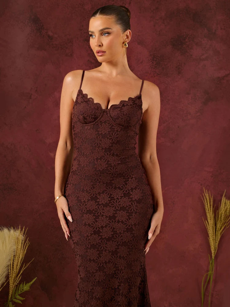 Spaghetti Strap Backless Maxi Dress