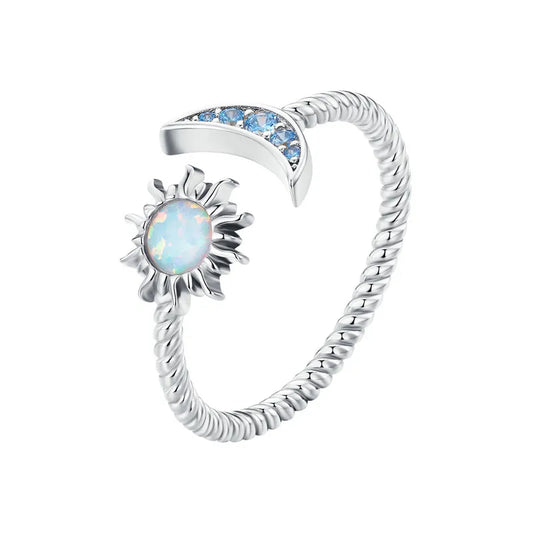 Sterling Silver Opal Celestial Ring