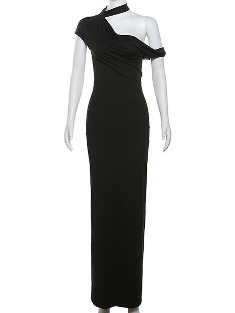 Sleeveless Irregular Bodycon Dress for Autumn New Long Dress Off Shoulder Party Evening Dress