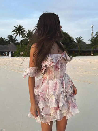 Chiffon Ruffle Bodycon Mini Dress