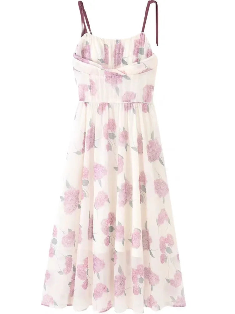 Spaghetti Strap Midi Dress Summer Slash Neck Sleeveless Slim Waist Vestidos Evening Party Robe