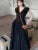 Midi Dresses for Korean V-neck Backless High Waist Puff Sleeve A-line Party Dress Summer Vestidos Mujer