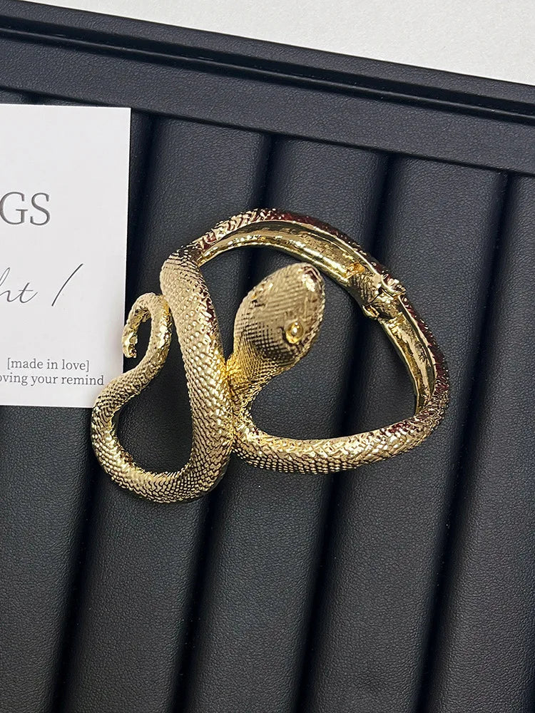 Textured Snake Open Bracelet