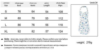 Halter Mini Dresses Spring Summer New Slim Blue Print Dress Backless Dress