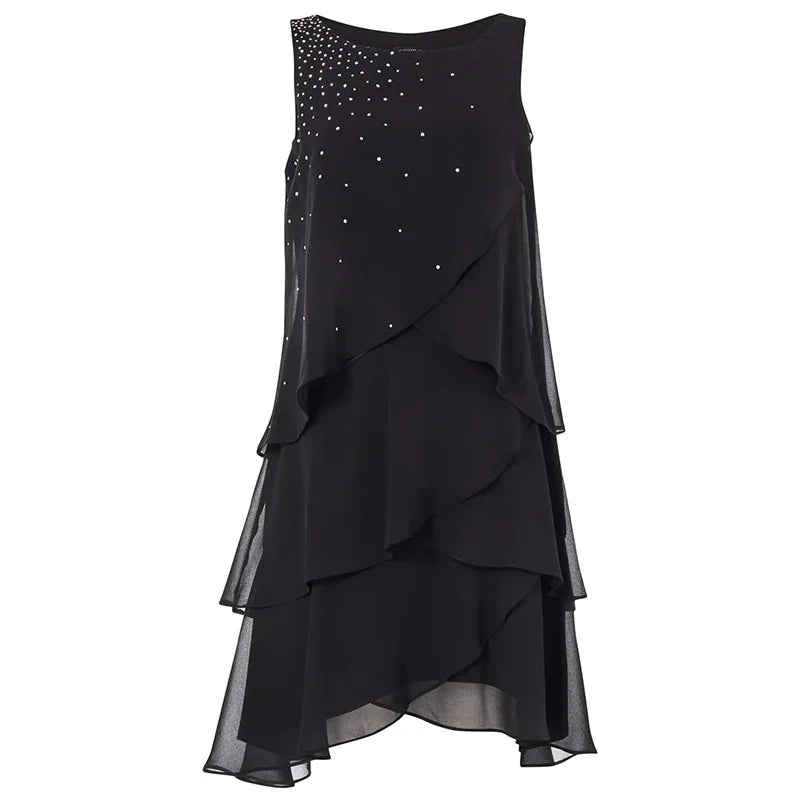 Irregular Ruffle Mini Dress Summer Oneck Sleeveless Loose Aline Vestidos New Simple Dresses
