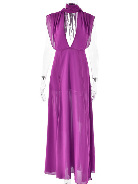 Sleeveless Bodycon Slit Party Evening Dress Deep V Backless Long Dress Autumn Winter Vestido
