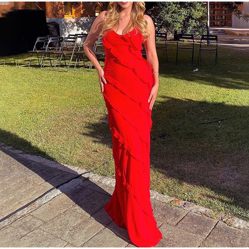 Deep V Neck Maxi Dress