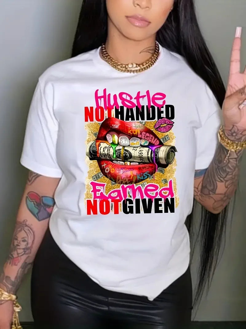 Lip Slogan Stretch Fit T-shirt